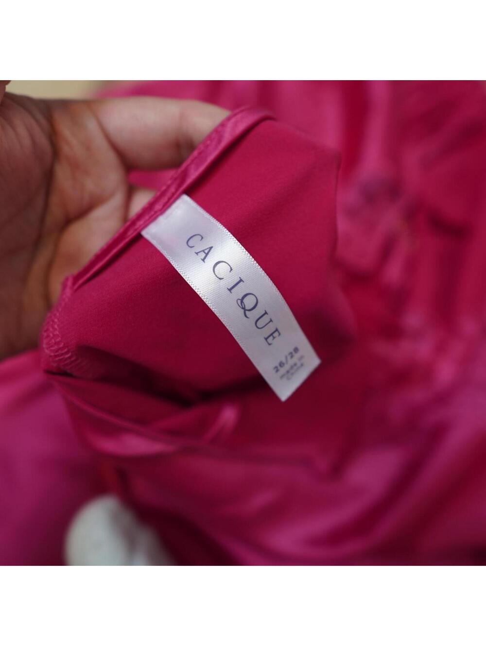 Cacique Hot Pink Satin Lace Slip Dress Coquette Babydoll Nightgown 26/28 - Picture 7 of 7